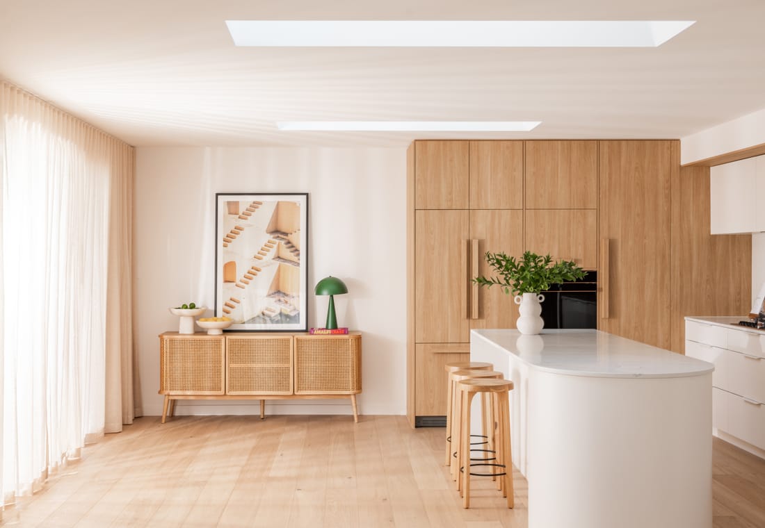 Custom kitchen joinery installed alongside a builder