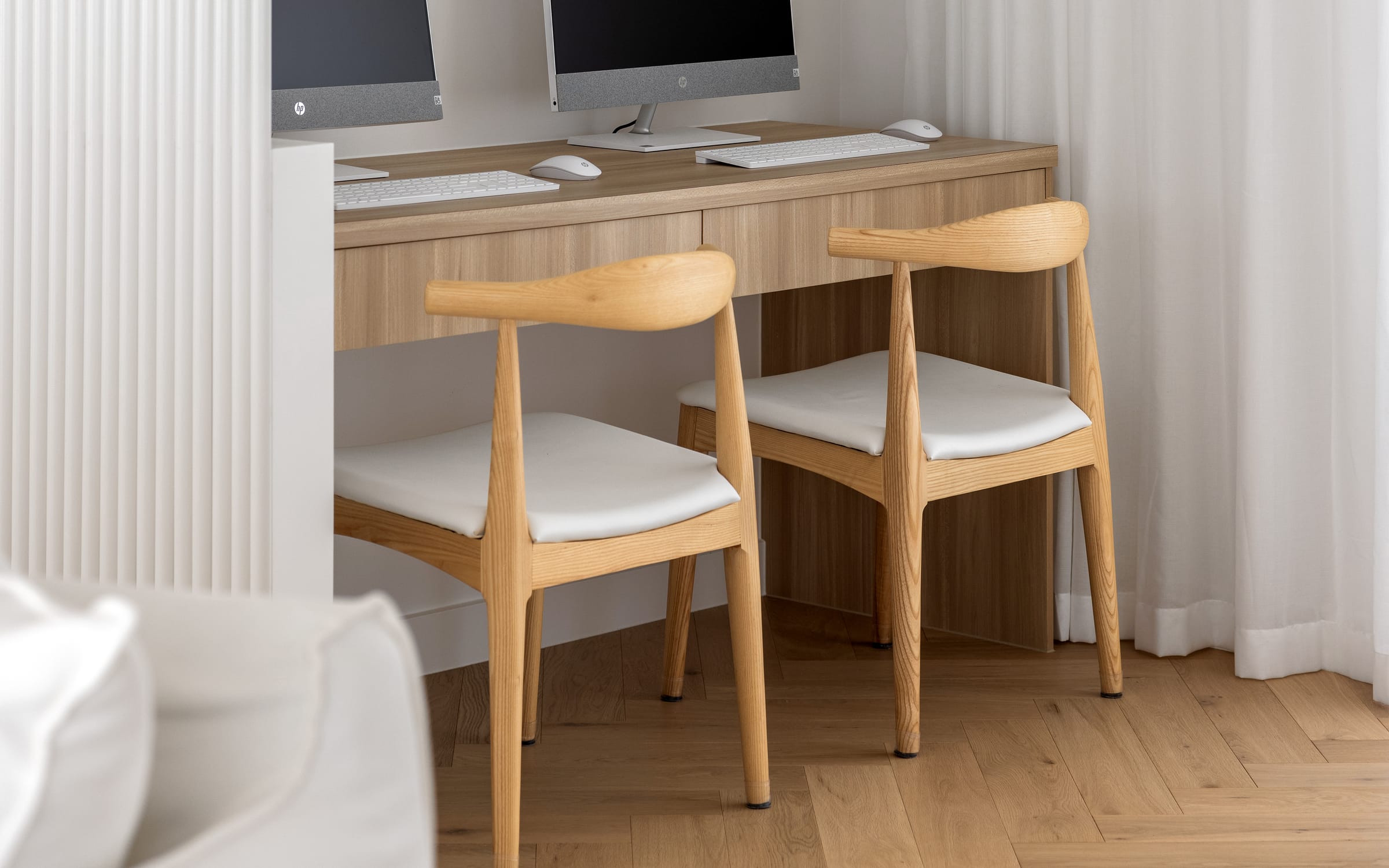 Custom built-in oak home office desk on the Gold Coast