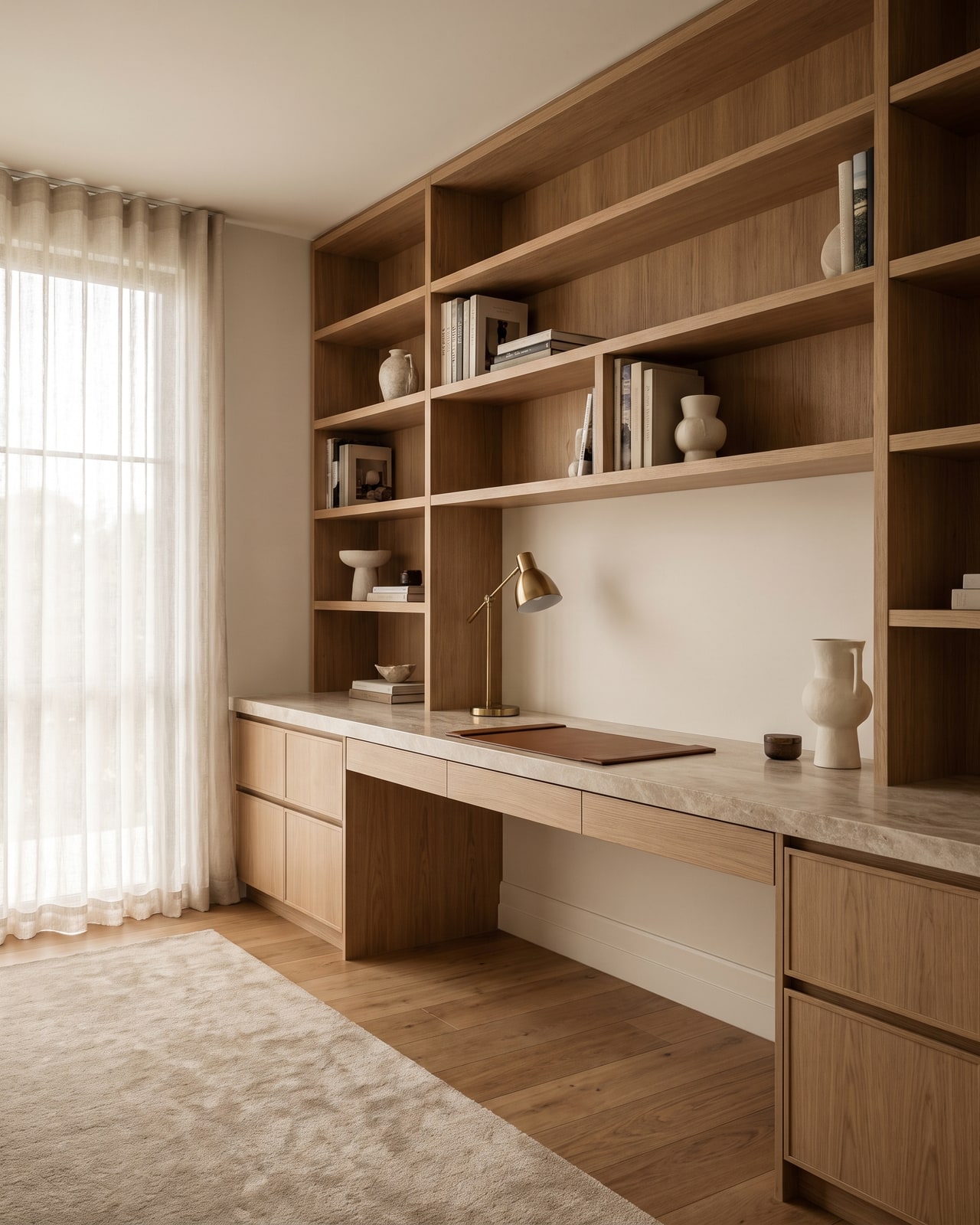 The finished custom built-in home study, built from the design
