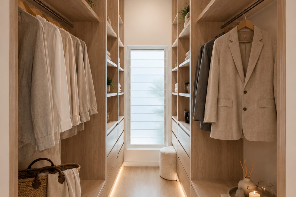 A completed walk-in robe renovation on the Gold Coast
